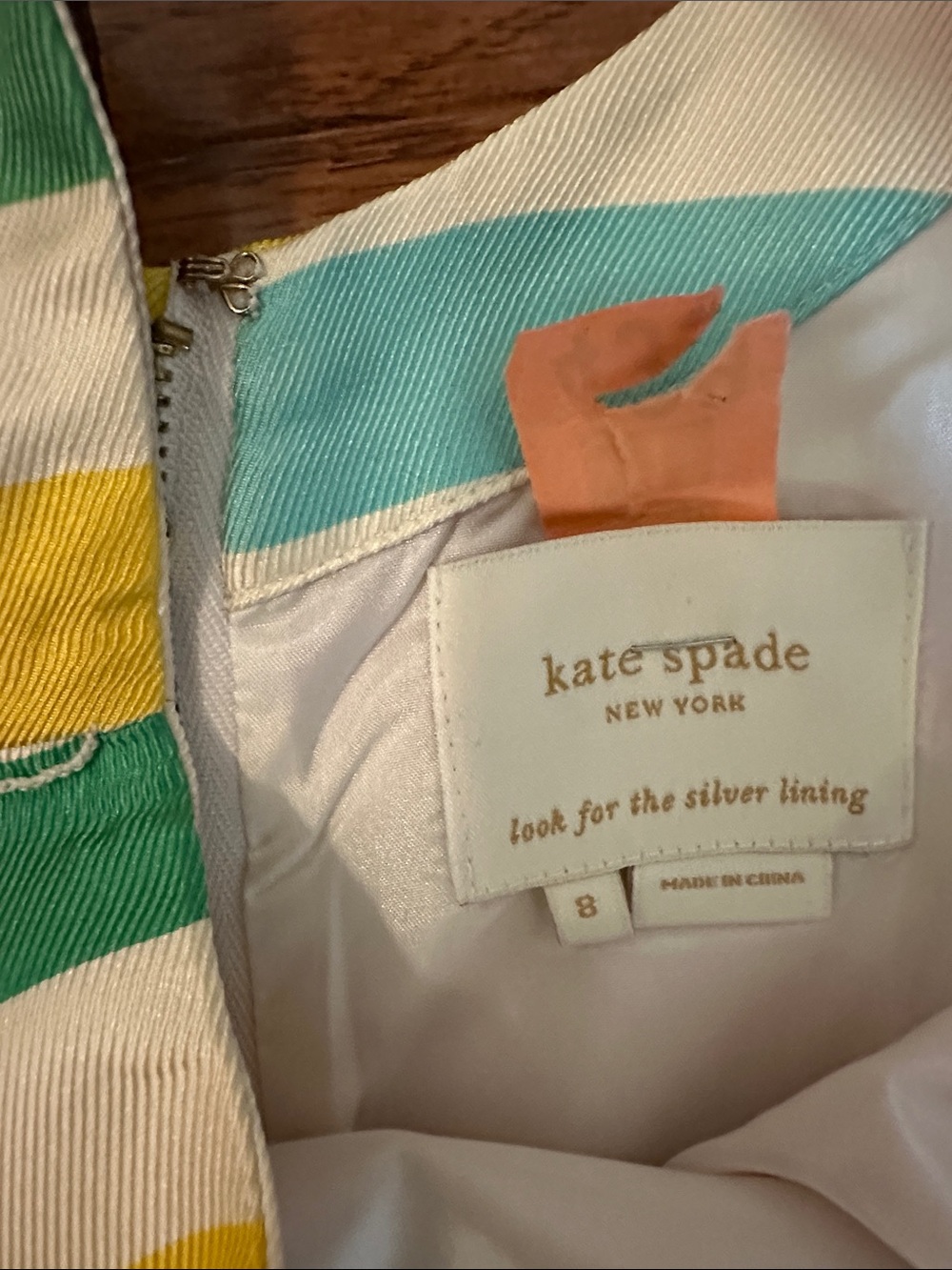 kate spade White Multi Rainbow Stripe Bow Fit & Flare Dress - Picture 2 of 4